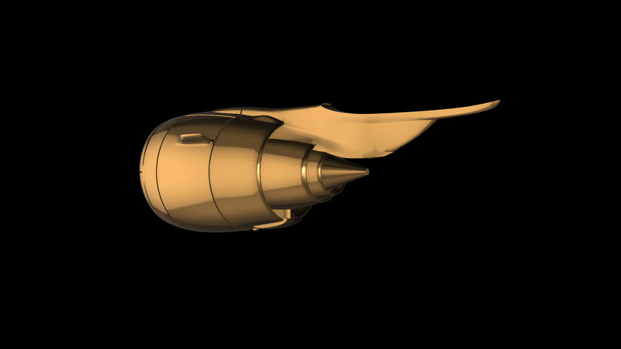 Golden Jet Engine 3D Model