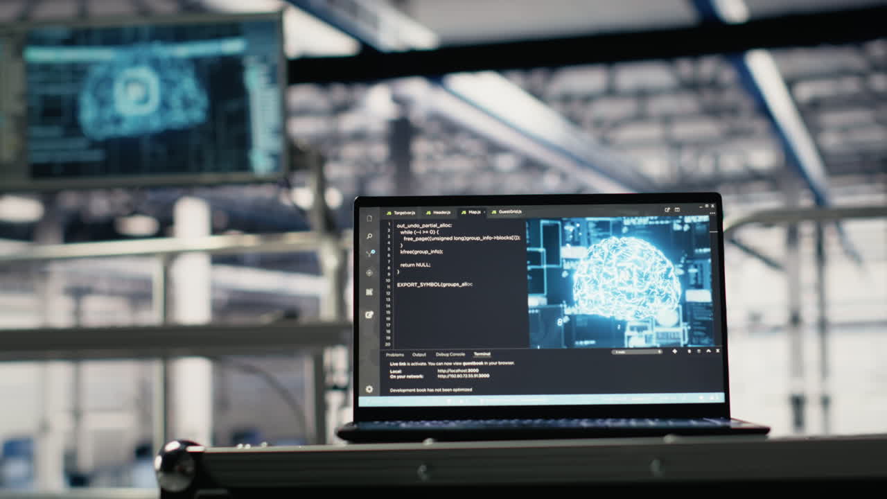 Ai Coding Script Running On Laptop Managing Server Farm Mainframes