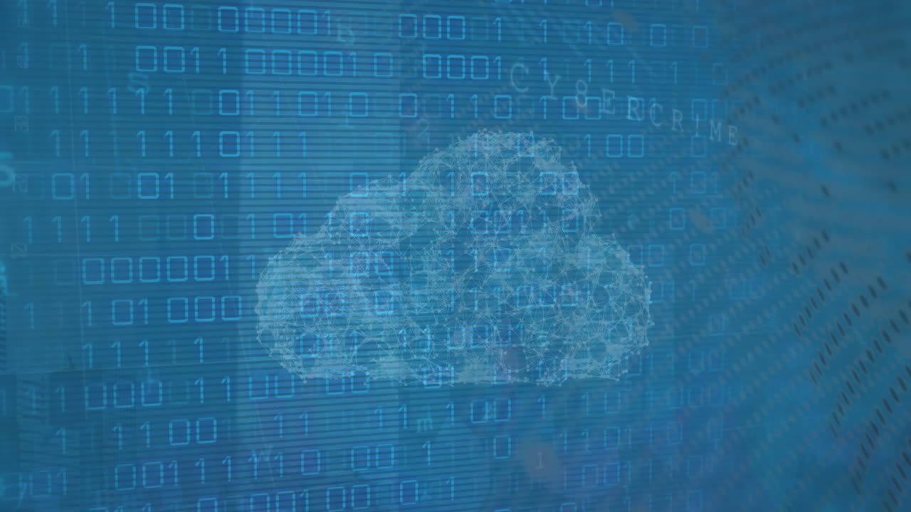 Animation of cloud and binary coding data processing