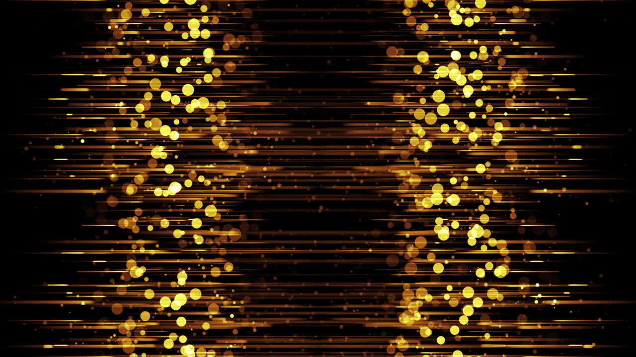 Abstrakte goldene Lichtstreifen und schimmernde Partikel