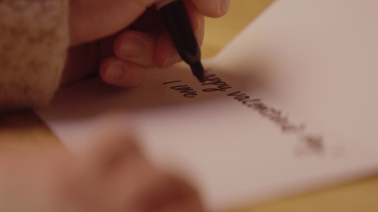 Handwriting a Valentine's Day card