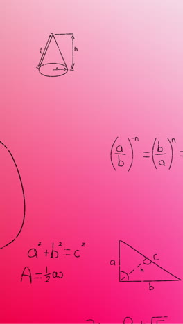 animación de fórmulas matemáticas escritas a mano sobre un fondo rosa