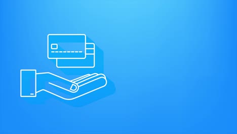 shadow blue simple credit card with hands template. motion graphic