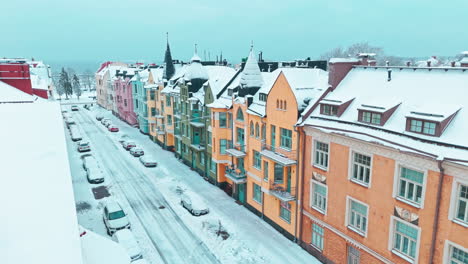 huvilakatu street in helsinki, finland on a cold winter day