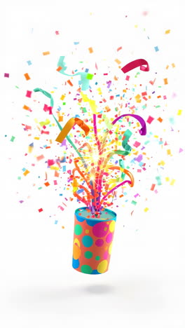 vibrant confetti and streamers burst from a party popper