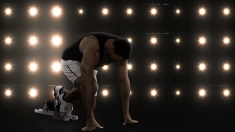 el deportista está corriendo contra las luces parpadeantes.