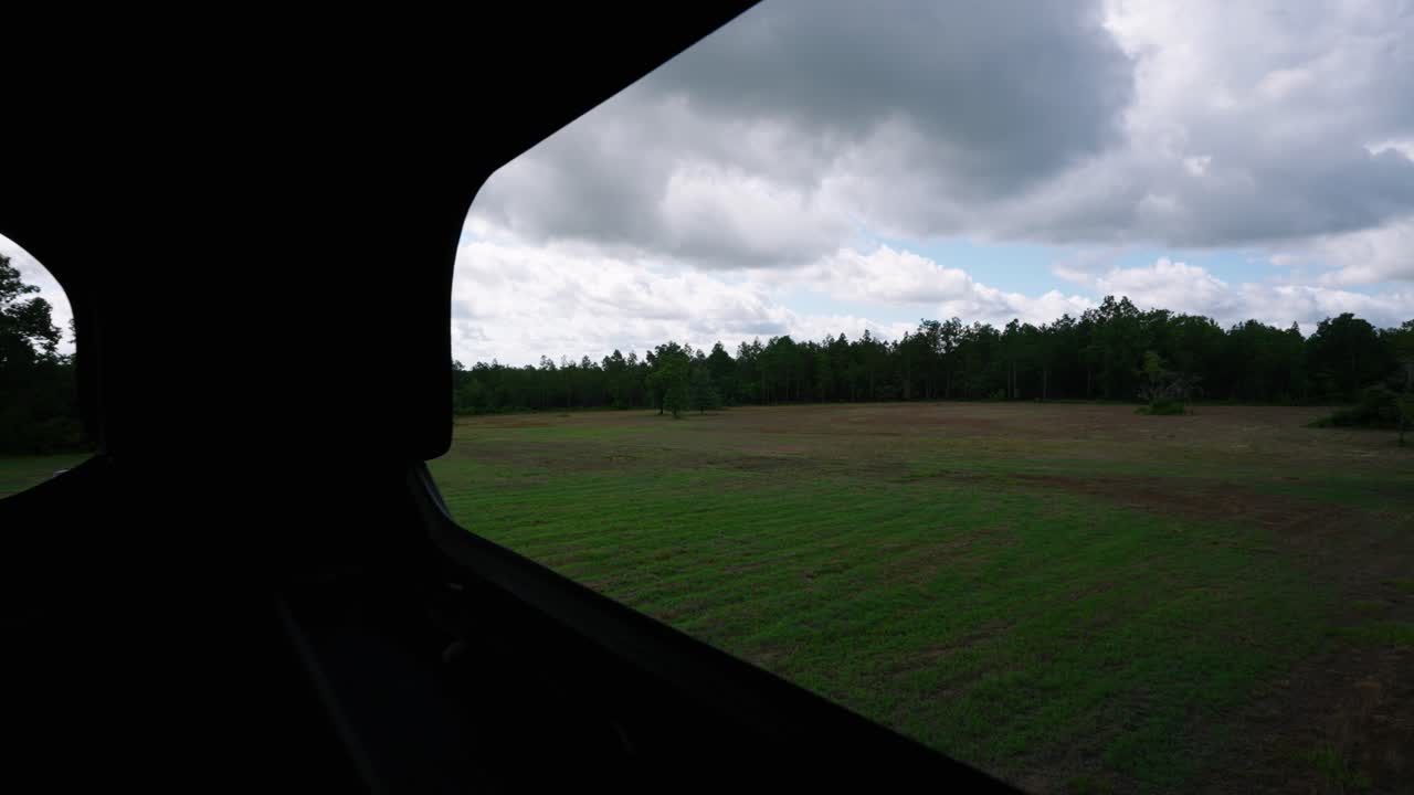 Looking out of a deer stand on to a tract of land