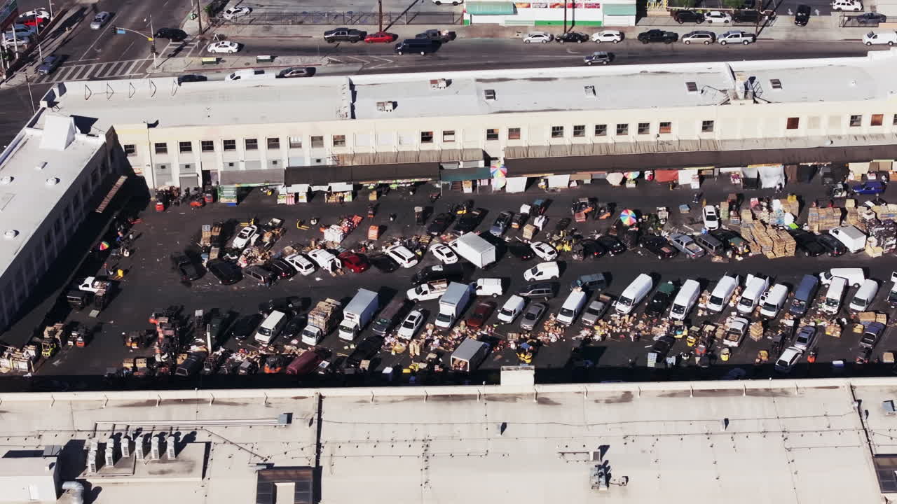 Aerial View of a Bustling Urban Wholesale Market and Commercial District