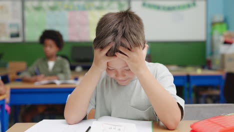 a frustrated student in a classroom