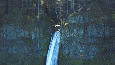 stunning 4k aerial footage of a waterfall in oregon, united states - wahkeena falls tourist destination