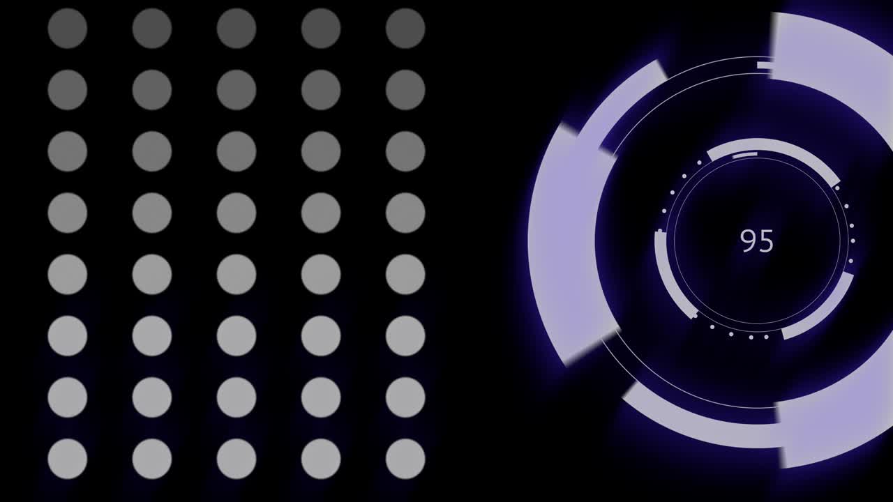 mecanismo de giro y puntos parpadeantes en el fondo negro.