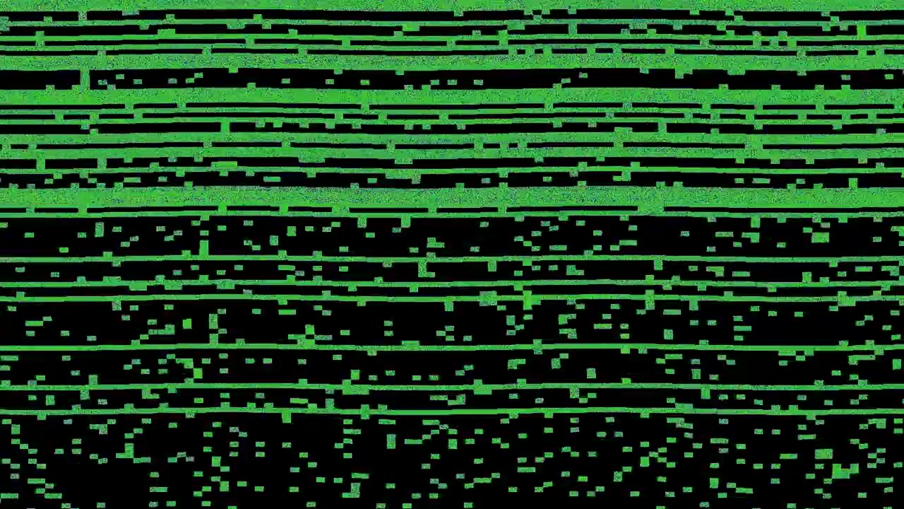 Effetto Glitch Digitale con Linee Orizzontali Verdi su Sfondo Nero