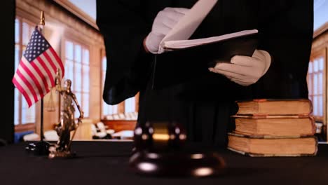 a judge prepares for court with key documents, highlighting the importance of justice in the courtroom