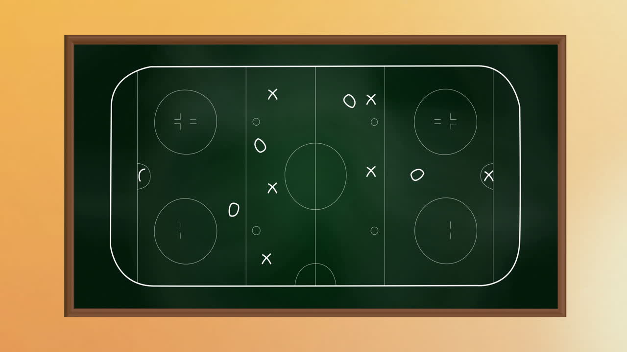 Animation of game plan with arrows, circles and x signs on sports court