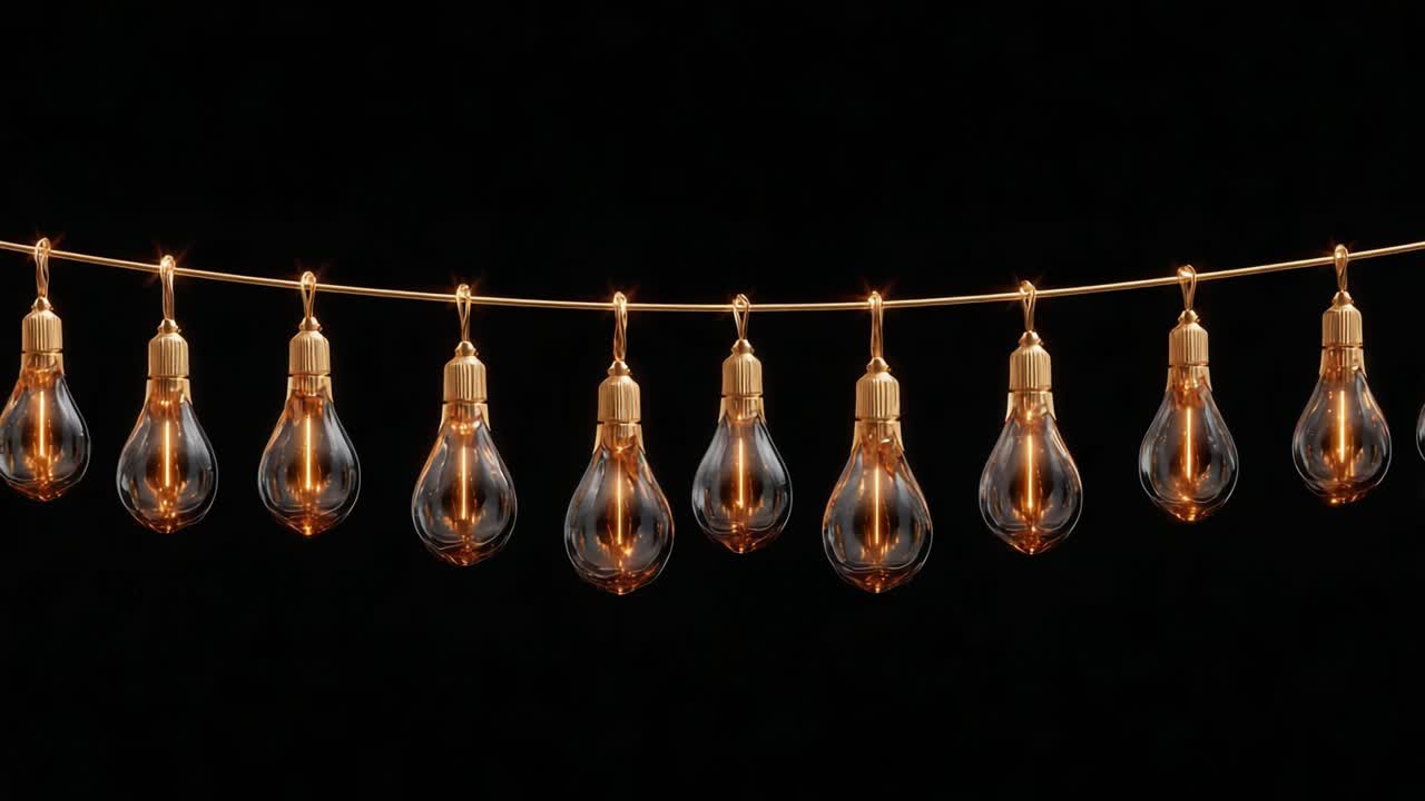 A Breathtaking Display of Glowing Vintage Light Bulbs Illuminating a Dark Background, Showcasing the Beauty of Ambient Lighting in a Captivating Arrangement