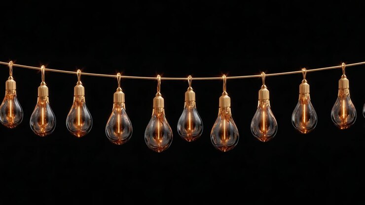 A Breathtaking Display of Glowing Vintage Light Bulbs Illuminating a Dark Background, Showcasing the Beauty of Ambient Lighting in a Captivating Arrangement