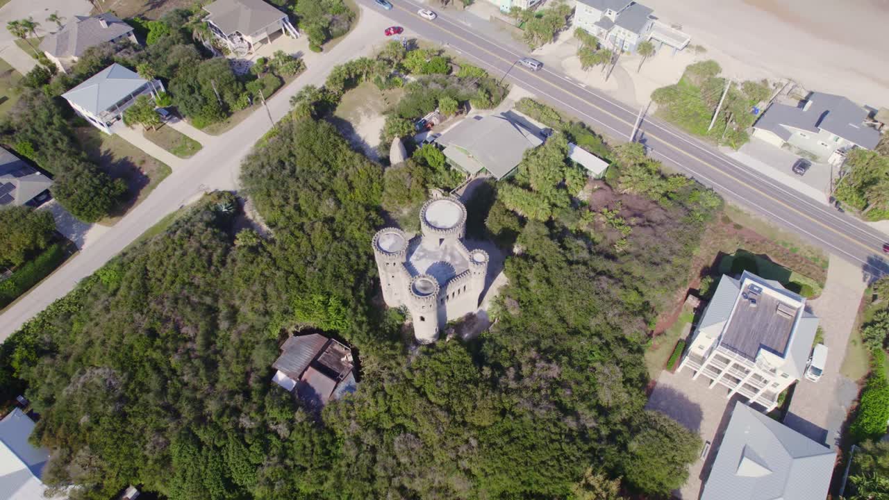 Wide-angle drone perspective showing the fort's position guarding the St. Augustine bayfront