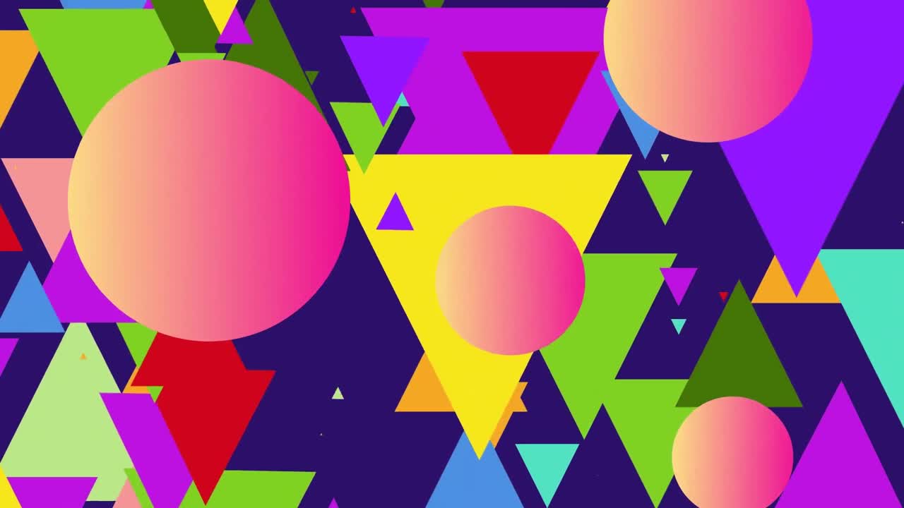 animación de puntos y triángulos sobre fondo azul