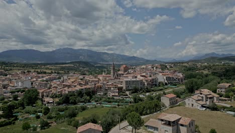 Aerial-footage-of-La-pobla-de-Lillet-near-Barcelona,-Catalonia-in-Spain