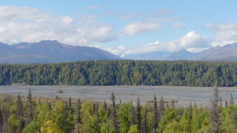 majestic alaskan landscape: mountains, river, and forest
