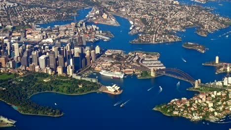 aerial sydney harbor bridge australia