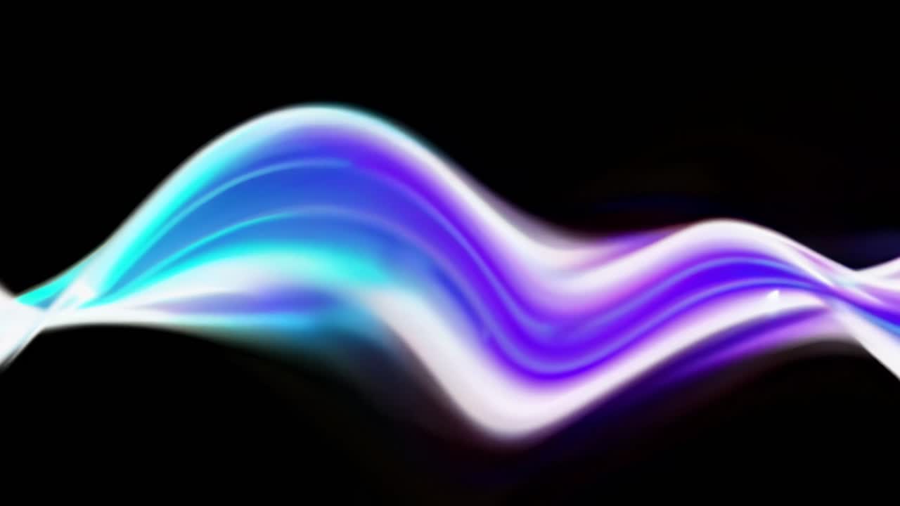 Abstract video art with flowing blue and cyan waves. Captured from a side angle, creating a dynamic
