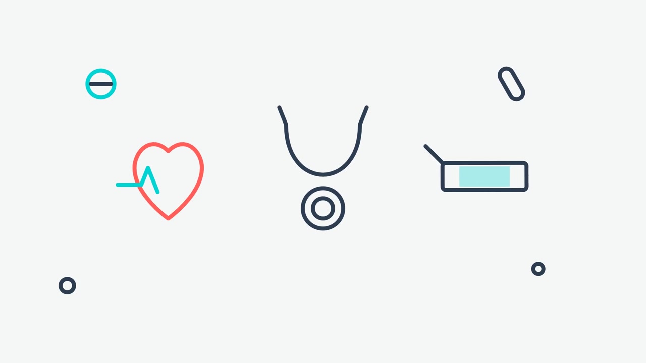 Animated Medical Icons Featuring Heartbeat and Stethoscope