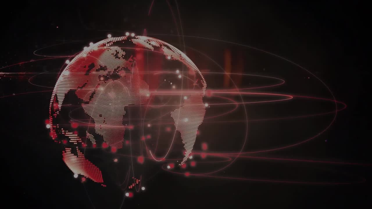 animación de la red de conexiones y el globo sobre fondo negro