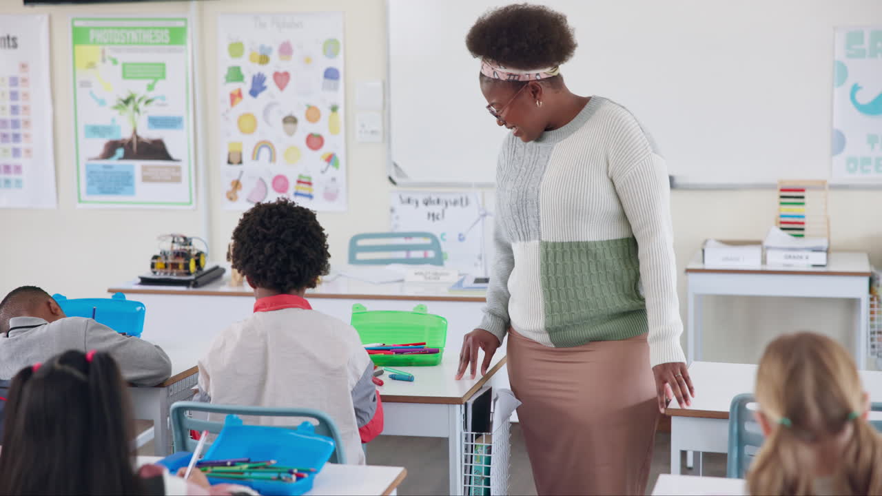 Classroom setting with teacher and students