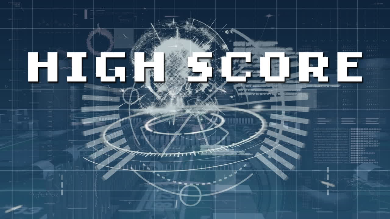 animación de texto de alta puntuación sobre el globo y procesamiento de datos.