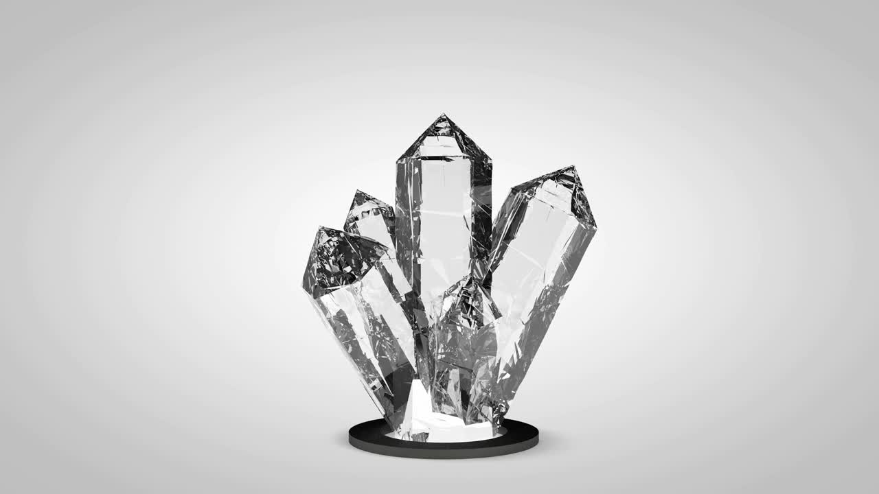 piedras de cristal de diamantes 3d realistas girando sobre un fondo blanco. animación de renderización por computadora de bucle sin fisuras.