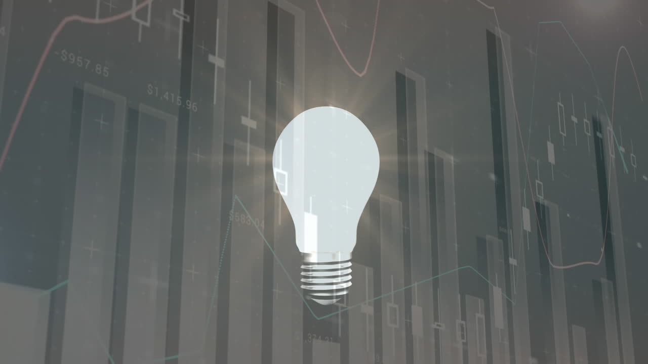 Light bulb turning on and graphs