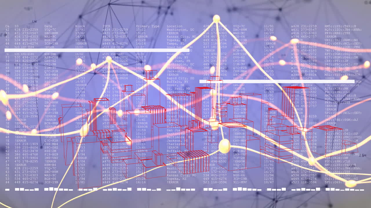 Graphs and network connections in animation for abstract data visualization background