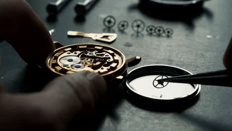 mechanical watch repair. watchmaker is repairing the mechanical watches