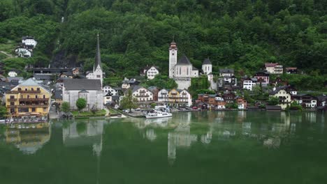 mystic rainy day in hallstatt, austria