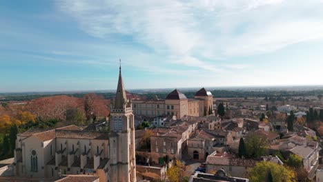 sunny chateau de castries, france aerial panoramic view