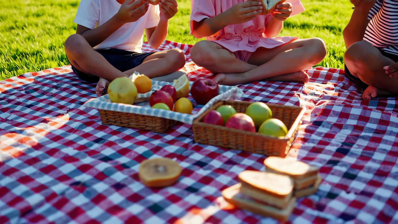 Children enjoying a picnic in the park