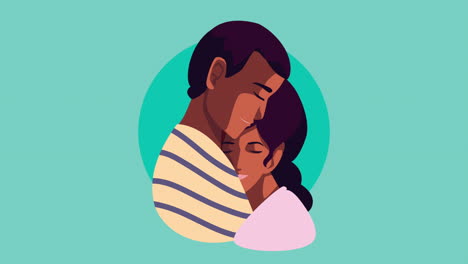 feliz tarjeta de día de san valentín con una pareja de amantes afro