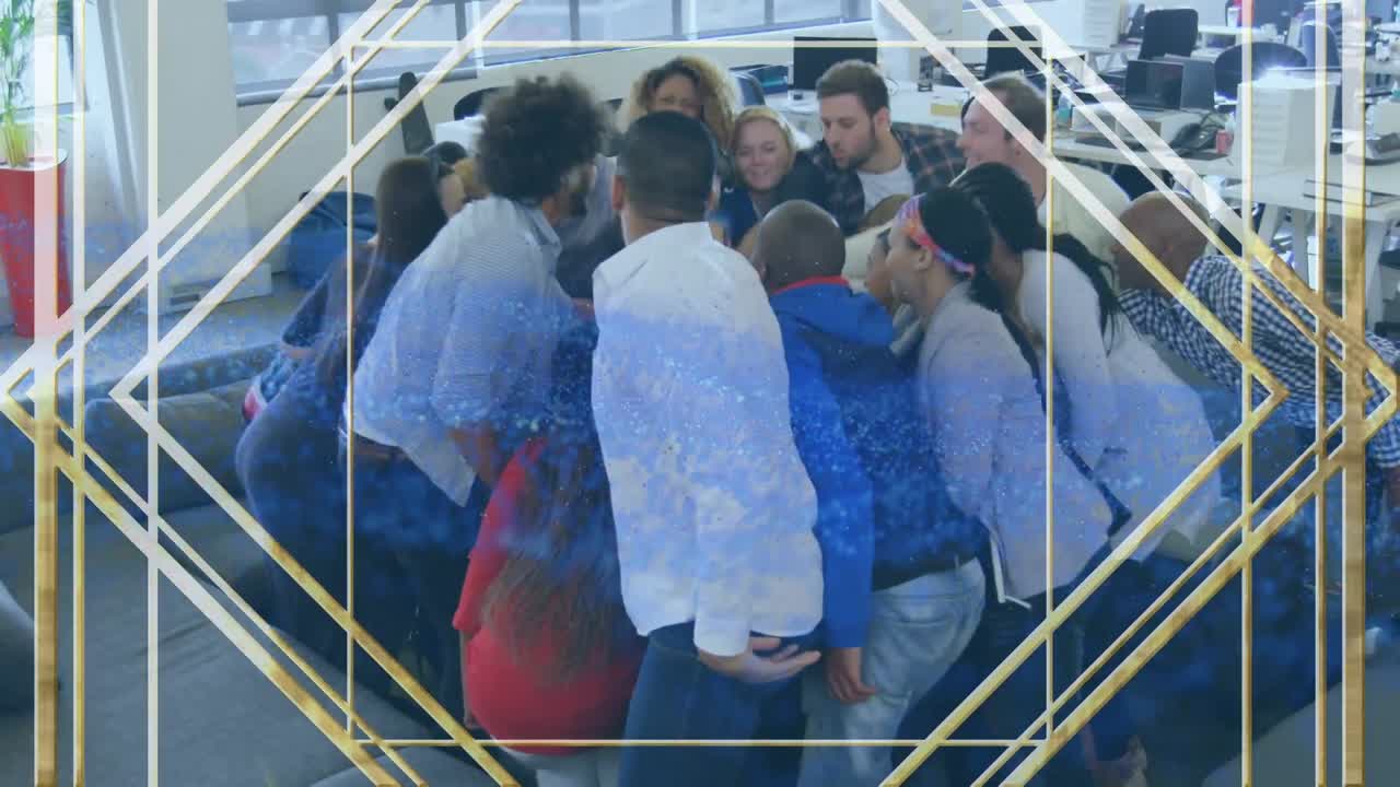 animación de formas sobre diversas personas de negocios en la oficina