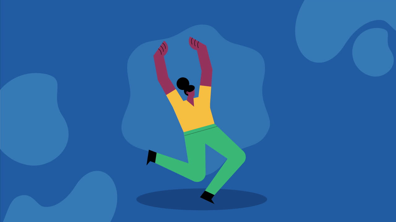 joven afro celebrando la animación del personaje