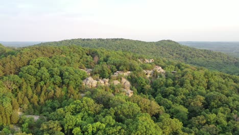 Endlose-Waldlandschaft-An-Sonnigen-Tagen,-Luftdrohnenansicht