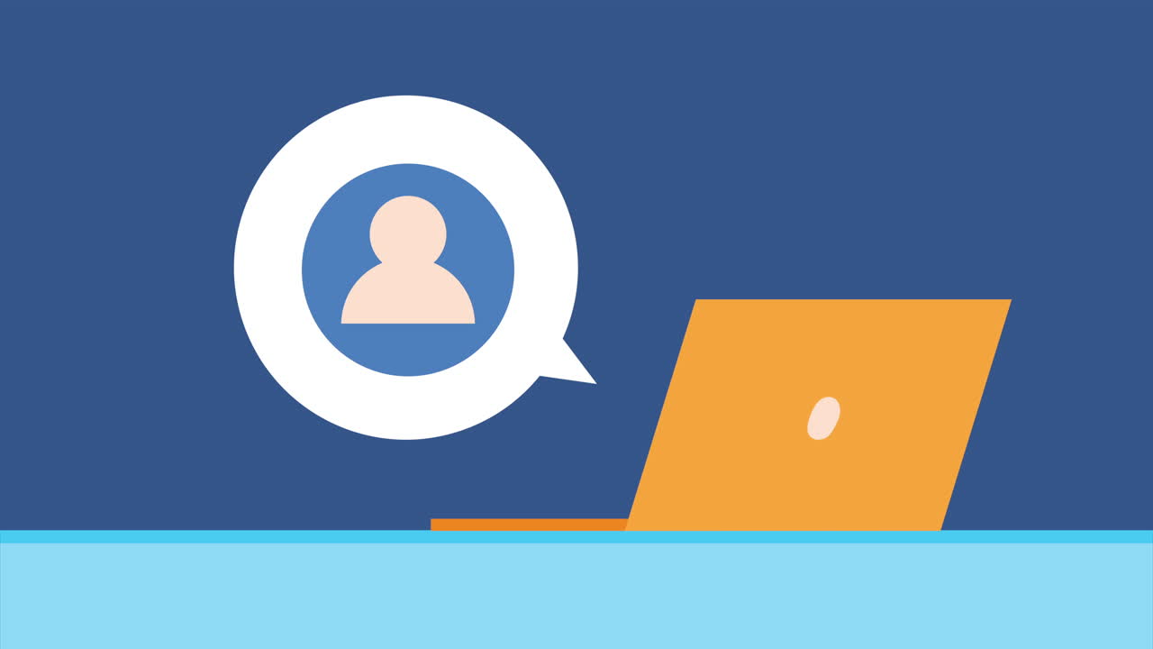 portátil con avatar de usuario en burbuja de habla