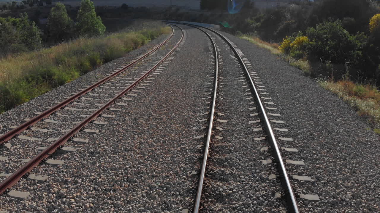 Flying over train rails