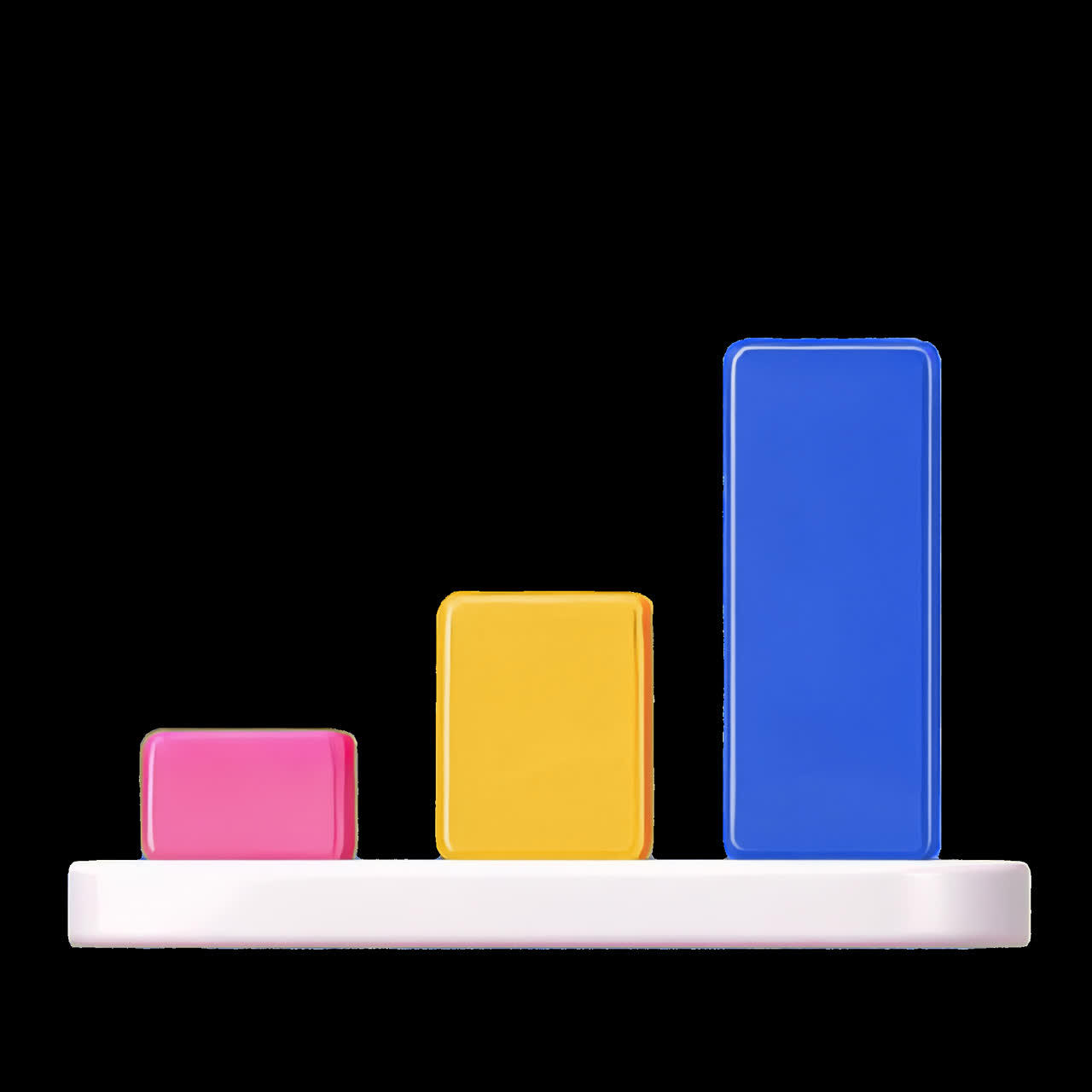 Colorful 3D bar chart illustration animation isolated asset, transparent 4K video, alpha channel