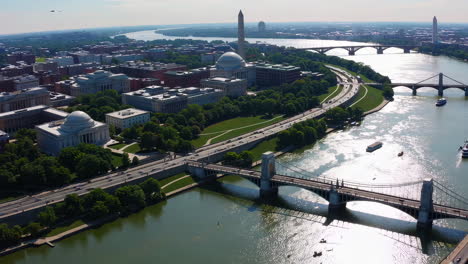 aerial view of washington d.c. with potomac river and iconic landmarks