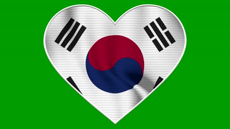 south korea heart love flag loop - realistic 4k flag waving in the wind