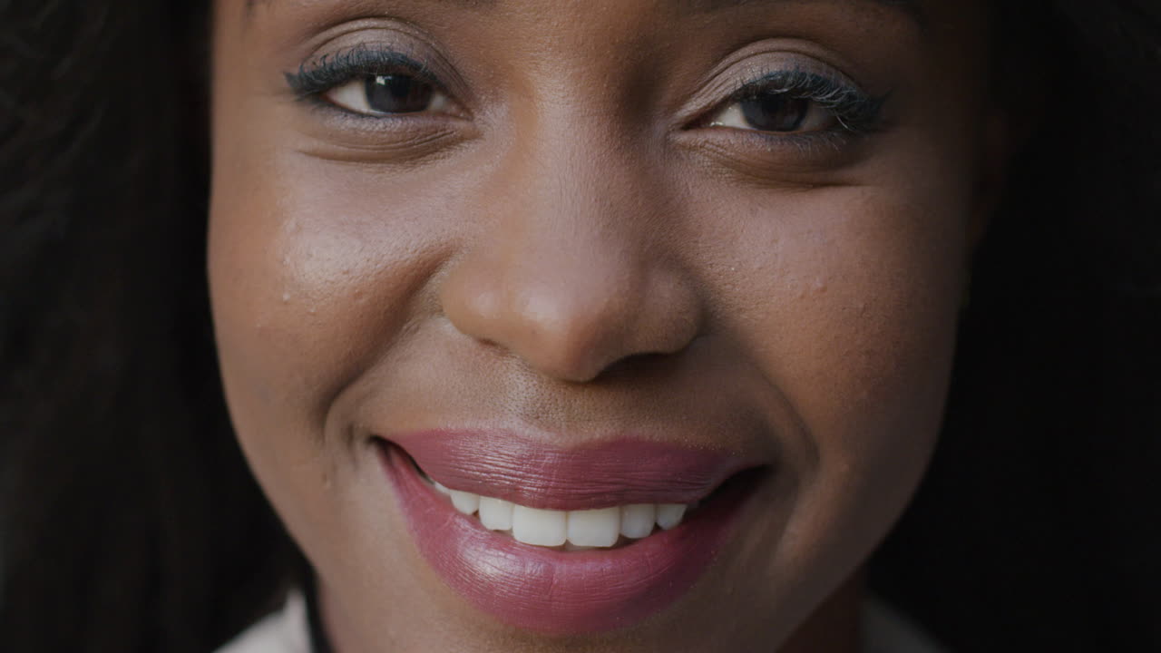 Portrait happy african american woman smiling