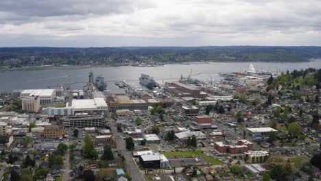 aerial view of puget sound naval shipyard at bremerton, washington in usa