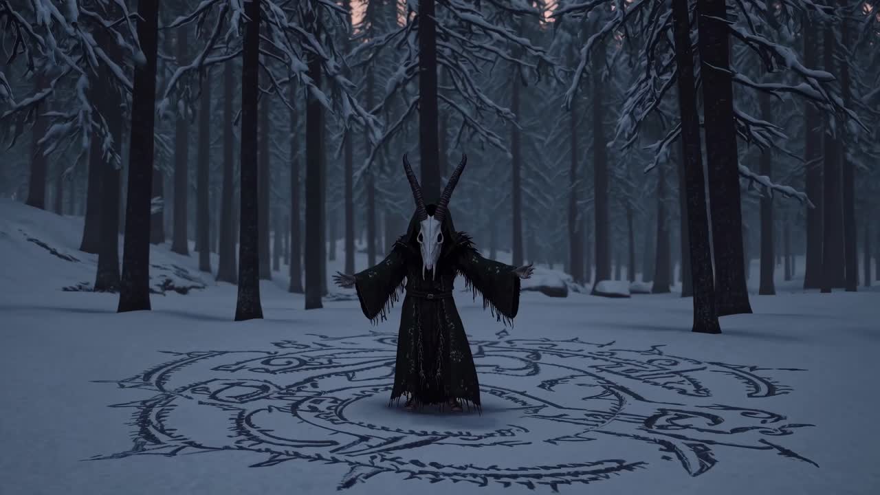 Dark Ritual in a Winter Forest