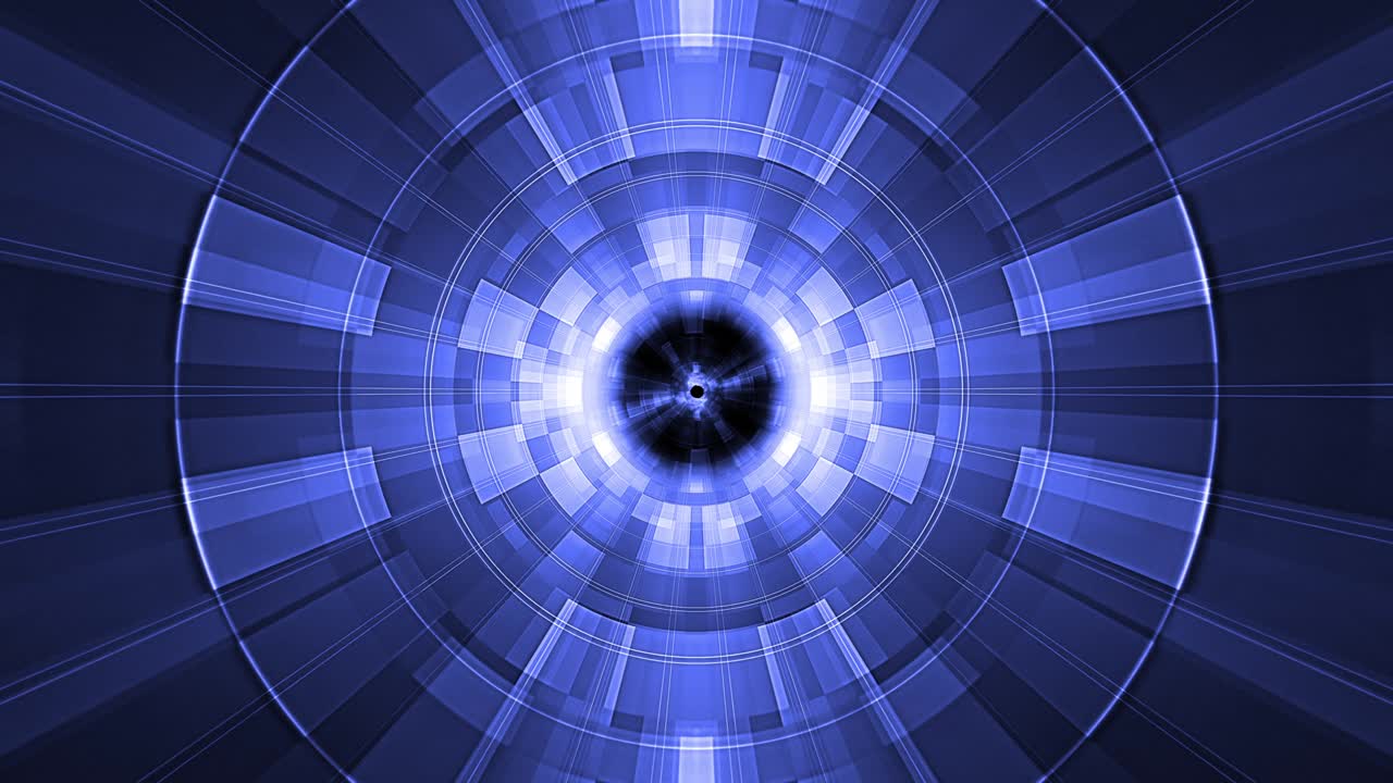 neon azul futurista patrón de interfaz simétrica. brillante textura de alta tecnología fondo de movimiento abstracto. concepto cyber punk. bucle sin costuras 4k 3d abstracto futuro hud para título, transición, bucle vj